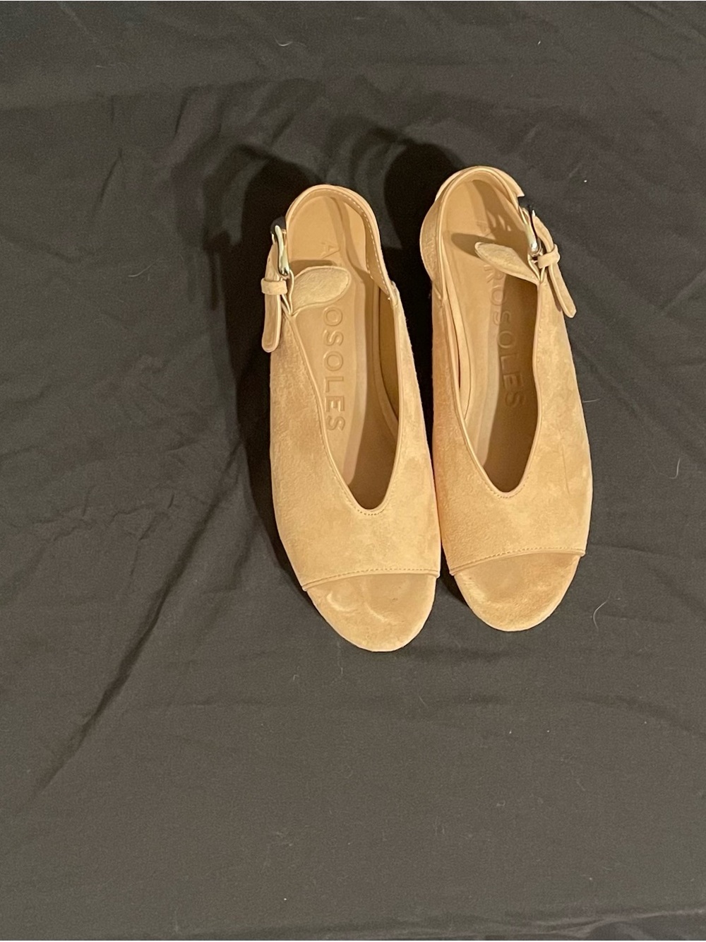 Aerosoles Cici Tan Suede V-Cut Peep Toe Slingback Sandals Size 7.5